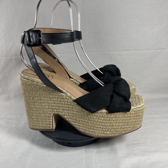 Sam Edelman Black Theresa 2 Block Heel Ankle Strap Square Toe Sandals Size 10.5 - Picture 1 of 8